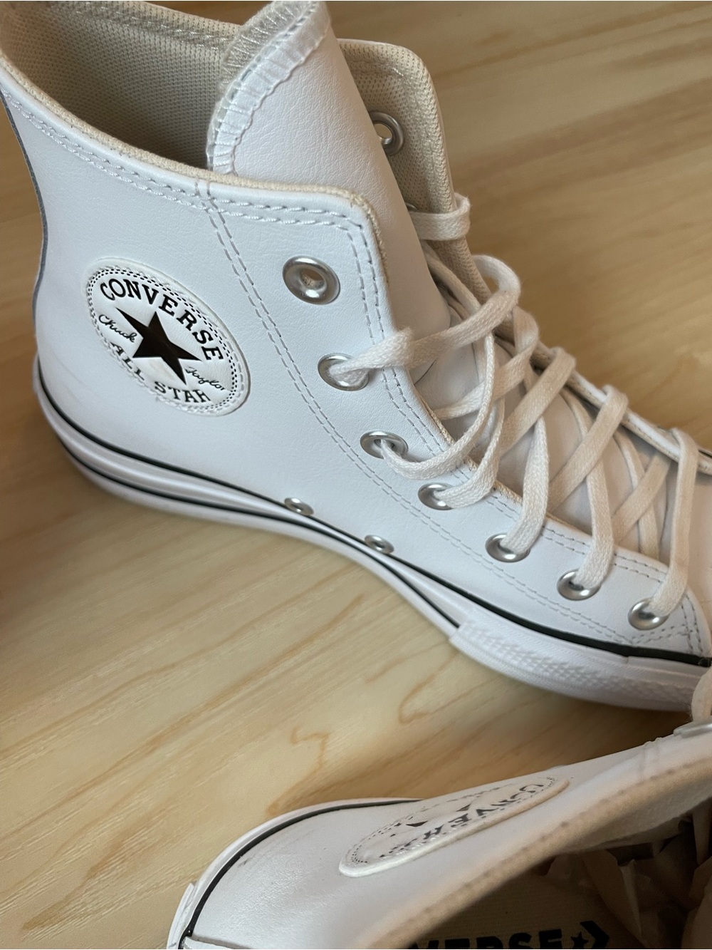 Converse White Leather  High Top  Platform Sneakers for Women